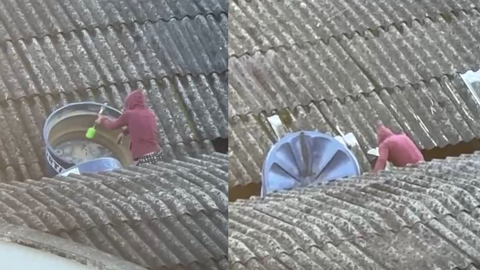 Homem é flagrado tentando furtar caixa d’água do telhado da antiga rodoviária de Florianópolis. – Foto: Reprodução