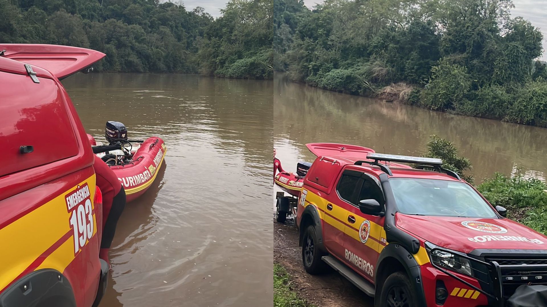 Idoso desaparece após sair de caiaque em rio no Oeste de SC. – Foto: CBMSC/Reprodução
