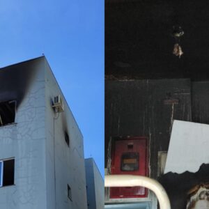 Fogo atingiu o 4º andar do condomínio | Imagem: Corpo de Bombeiros/Reprodução
