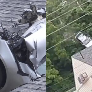 VÍDEO: carro voa e 'estaciona' em telhado de prédio | Foto: Redes sociais/Reprodução