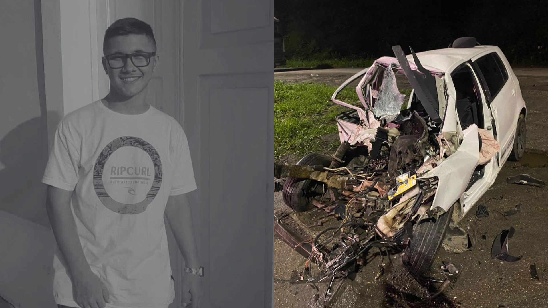 Acidente grave mata jovem e deixa carro irreconhecível na BR-280 | Foto: Redes sociais/CBV/Reprodução