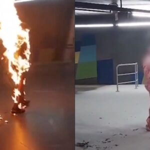 VÍDEO: idoso ateia fogo em si mesmo e sai andando em estação de metrô | Foto: Montagem/Redes sociais/Reprodução