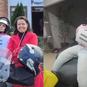 Mulher percorre mais de 2 mil km de moto com ‘marido reborn’ e viraliza nas redes - Imagem: reprodução/ Massa