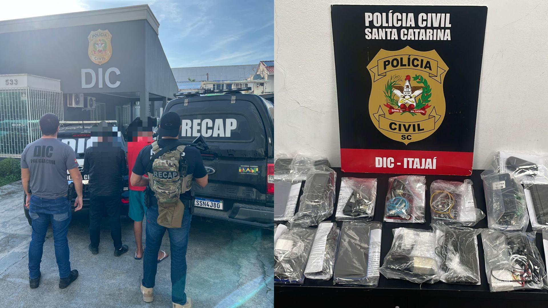 Funcionários de presídio são presos por levar celulares para facção em SC | Foto: PCSC.