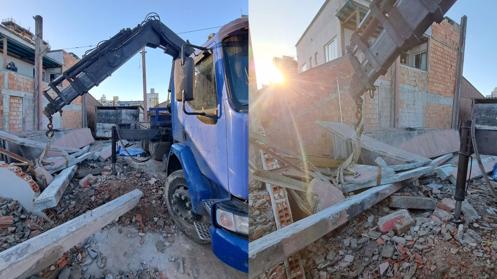 Trabalhador morre após ser atingido por placa de concreto durante obra em Itapema | Foto: CBMSC.