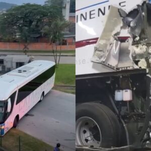 Vídeos mostram o momento em que ônibus é arrastado por trem em Joinville. - Foto: Reprodução