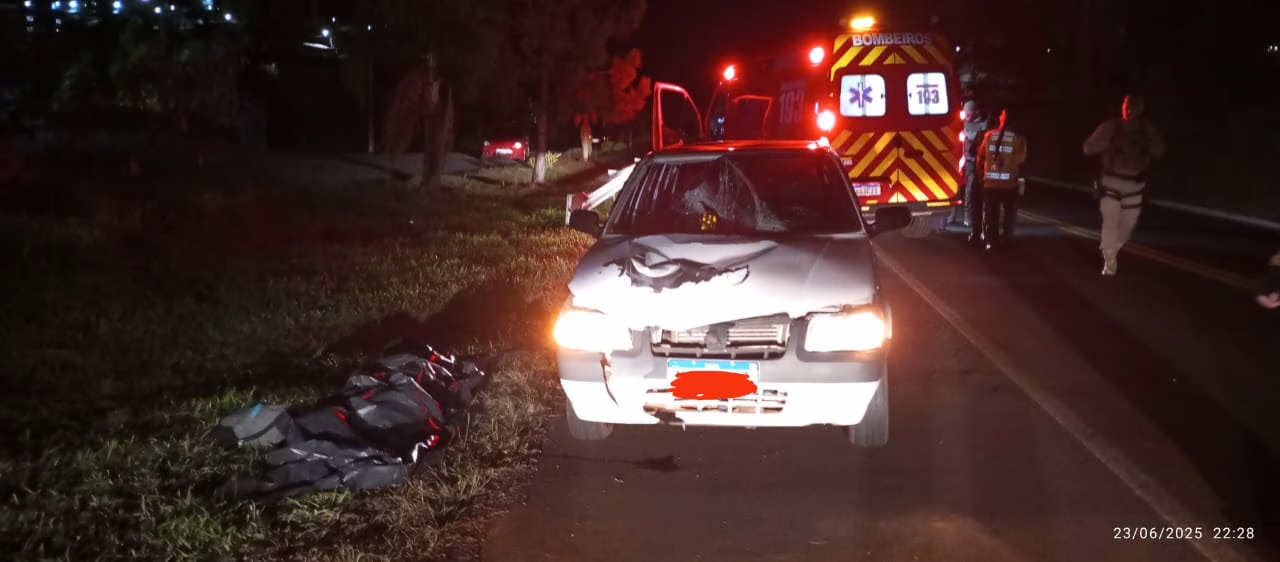 Homem morre atropelado na BR-282 em SC | Foto: CBMSC/Reprodução