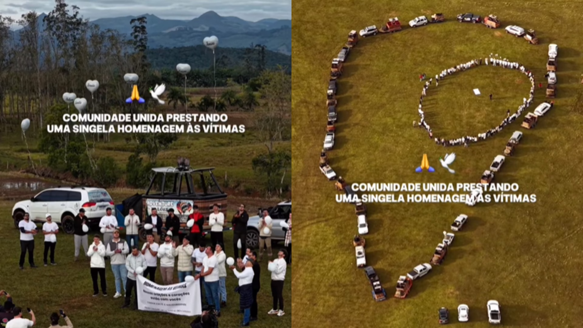 Ato homenageia vítimas de acidente com balão em SC | Foto: Reprodução/Redes Sociais 