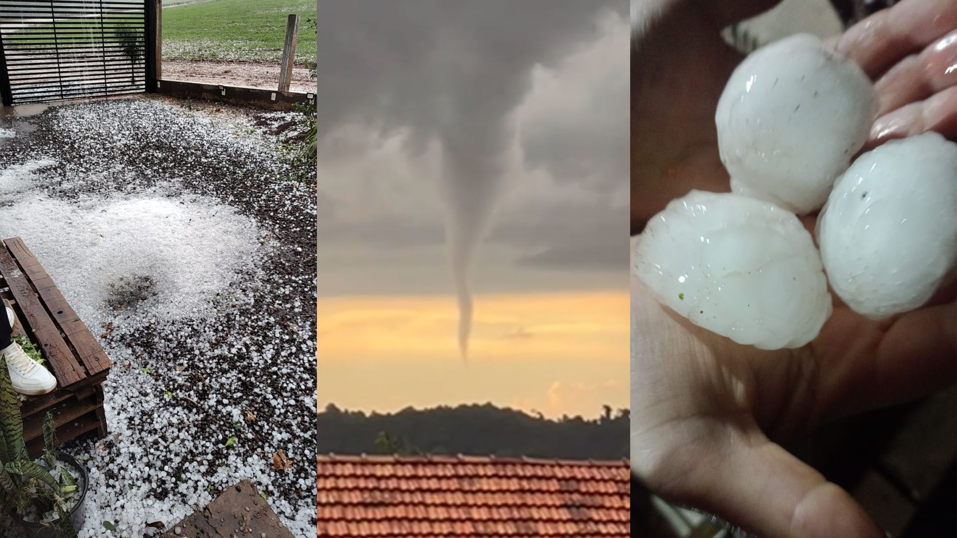 Danos foram causados em Videira, Xanxerê e outros municípios catarinenses | Imagem: Redes Sociais/Defesa Civil/Reprodução