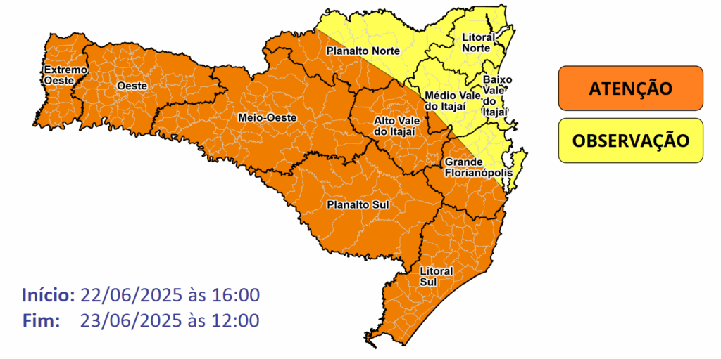 Chuva intensa deve atingir Santa Catarina. - Foto: DCSC/Reprodução