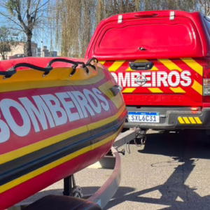 Bombeiros de Lages buscam por homem desaparecido no Rio Carahá | Foto: Isabela Reche / Rádio Clube de Lages