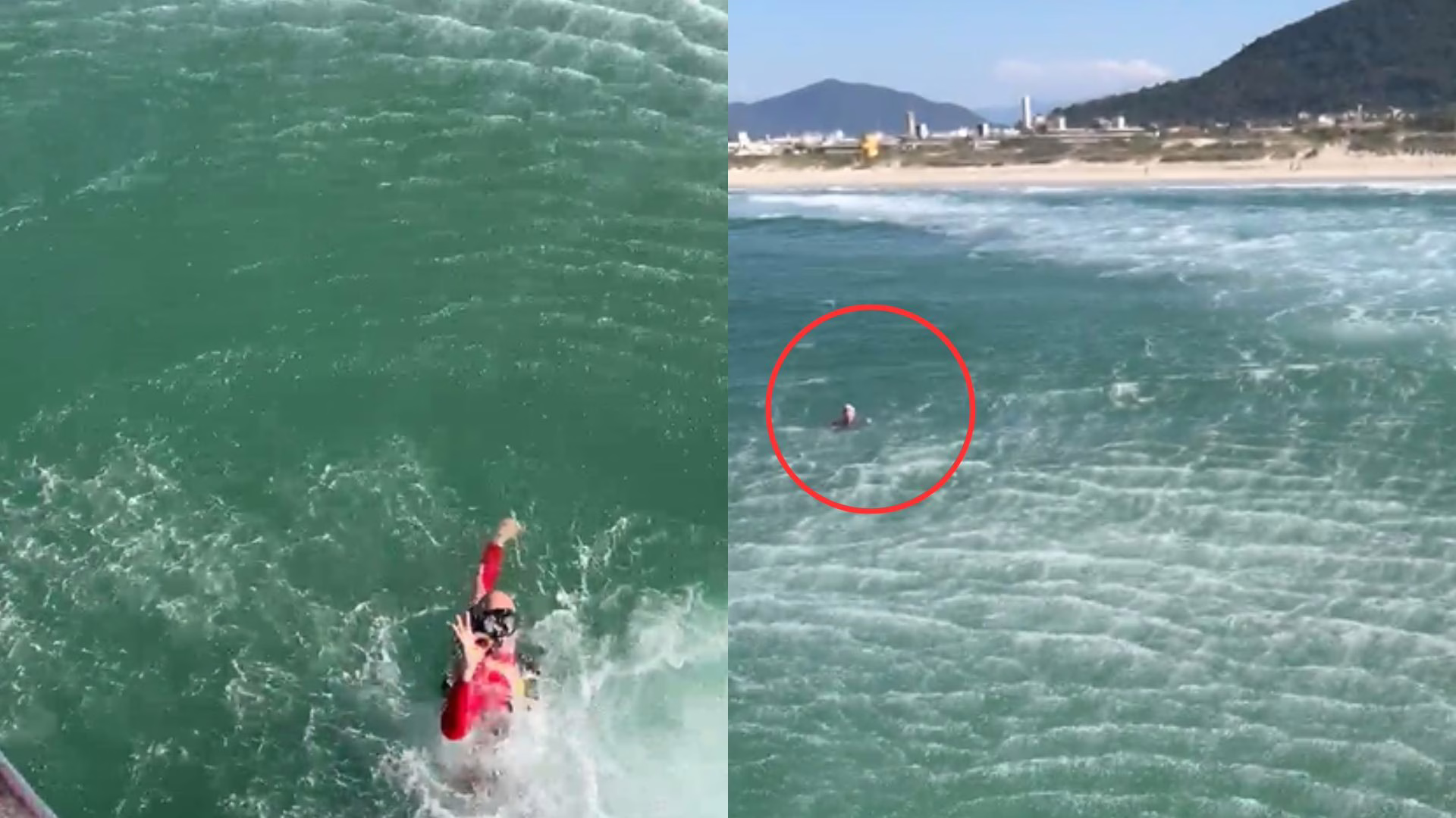 Idoso americano é resgatado de afogamento em praia de Florianópolis. – Foto: Reprodução 