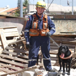 'Heroína': cachorra Zaara encerra sua trajetória profissional no Corpo de Bombeiros de SC. | Foto: divulgação/CBMSC.