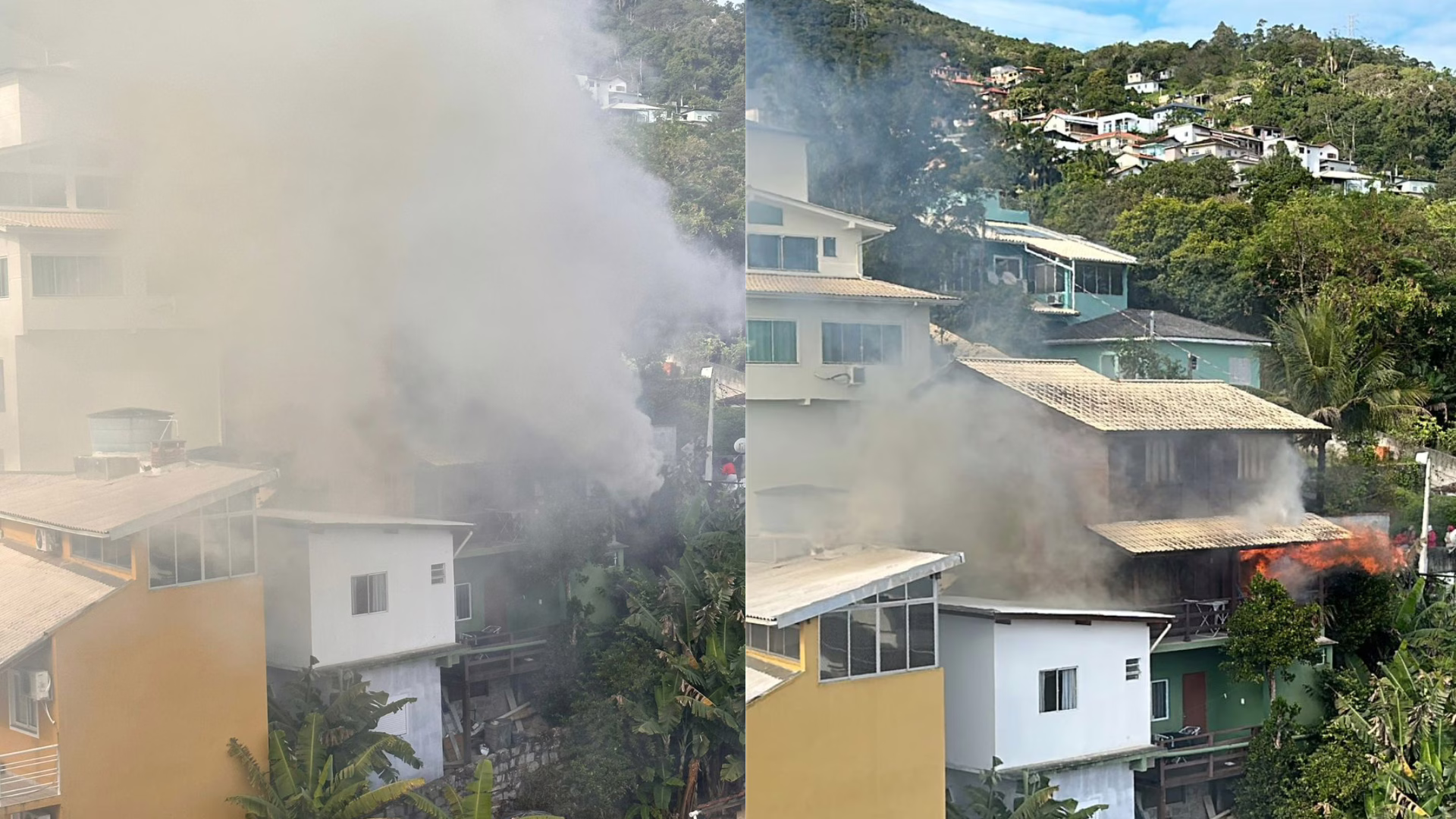 URGENTE: casa de três andares pega fogo em Florianópolis