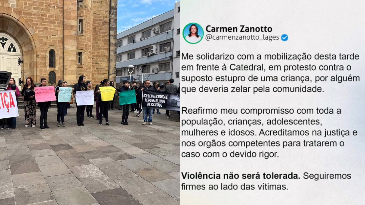 Prefeita de Lages apoia manifestação por justiça em caso de suposto abuso sexual | foto: Juliana Puhale/reprodução