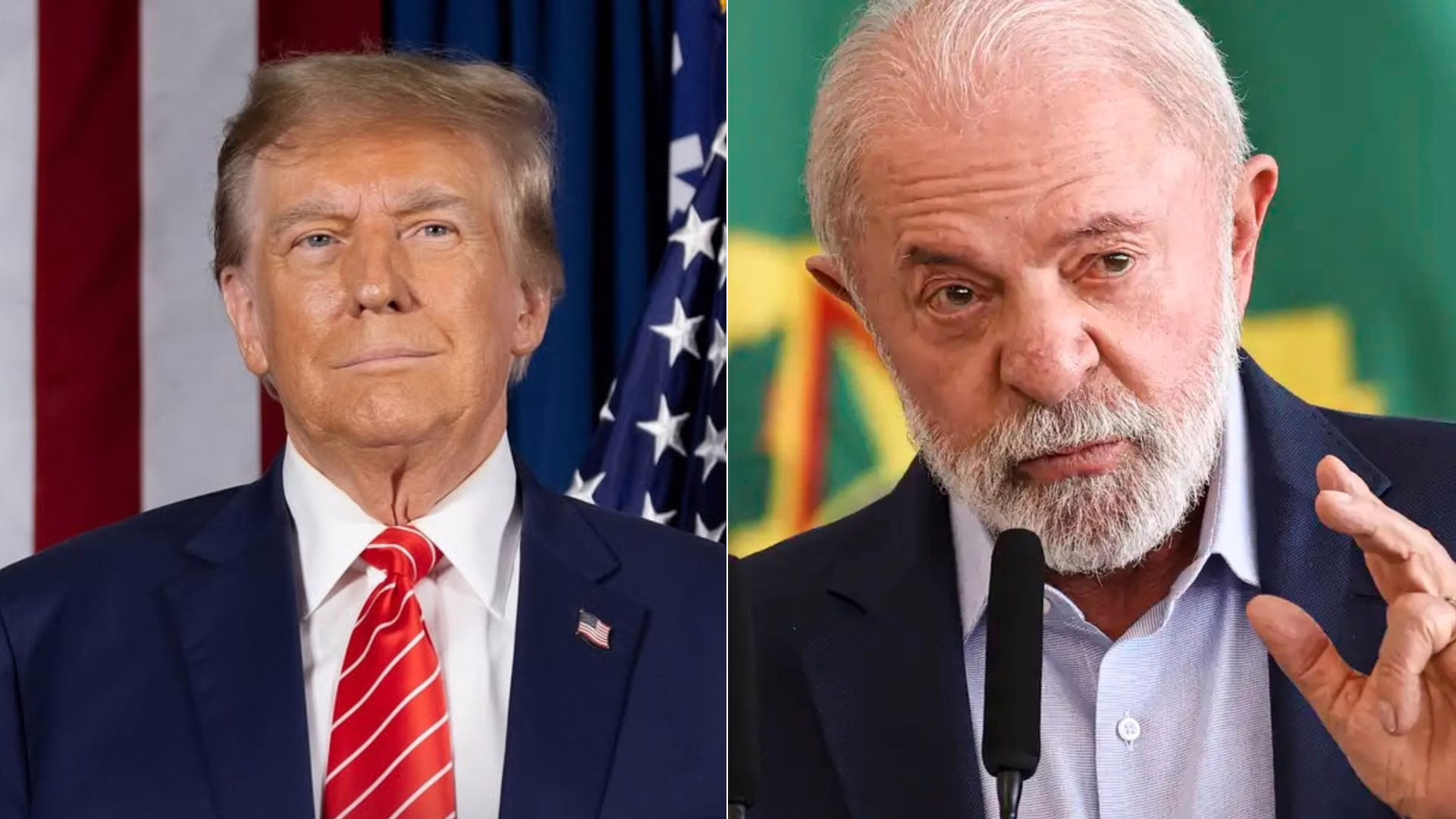 Tarifa de Trump ao Brasil: Lula diz que país responderá com reciprocidade. – Foto: Redes sociais/montagem/Marcelo Camargo/Agência Brasil