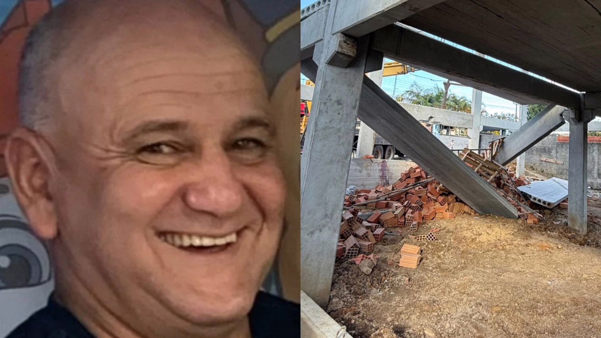 Juan Camacho foi atingido por tijolos | Imagem: Redes Sociais/Corpo de Bombeiros/Reprodução