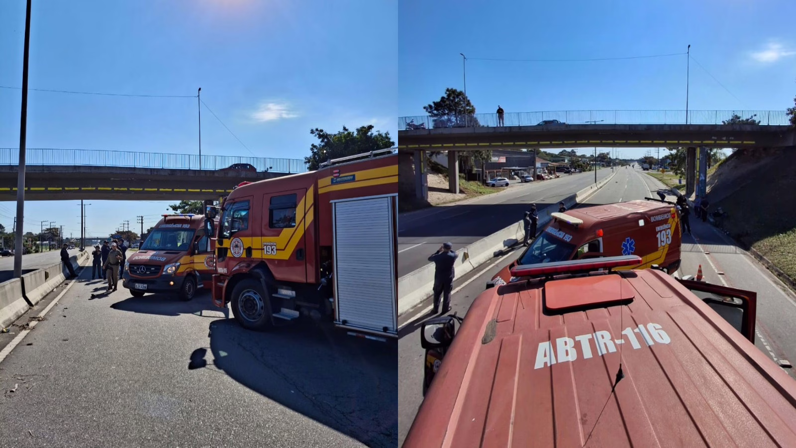 Homem cai de moto e é atropelado em rodovia de SC | CBMSC 