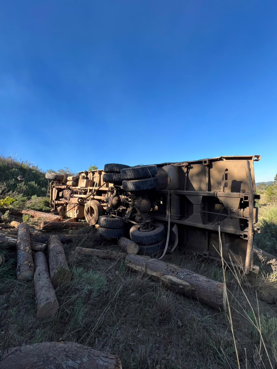 Motorista morre após caminhão cair em ribanceira na Serra de SC. - Foto: CBMSC/Reprodução
