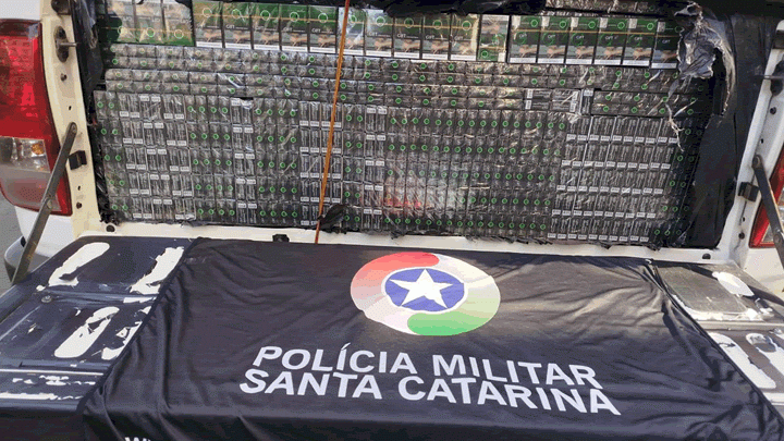 Mais de 27 mil maços de cigarros contrabandeados são apreendidos em SC | Polícia Militar 