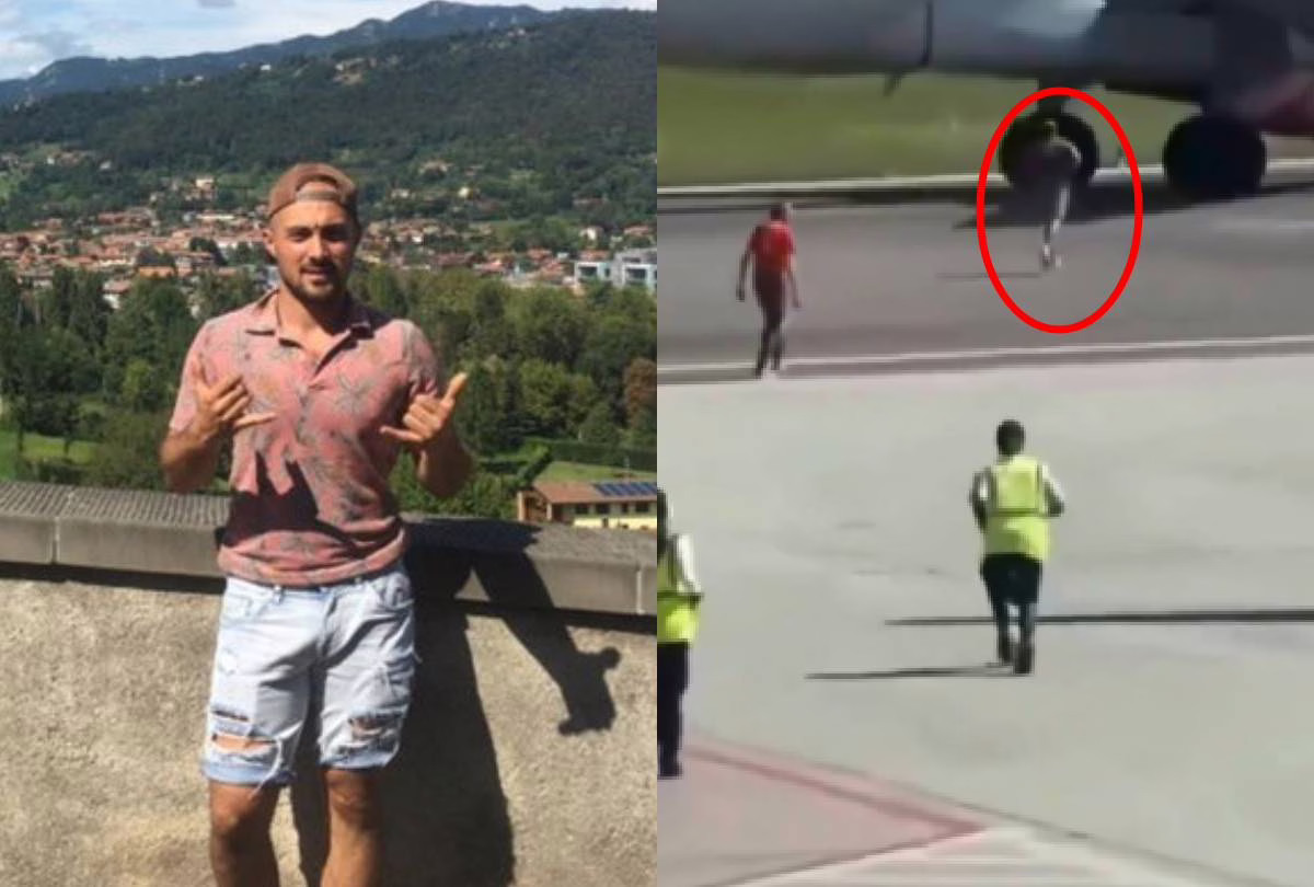 Homem invade pista e é sugado por turbina de avião; vídeo mostra momento antes do acidente – Imagem: reprodução/ massa

