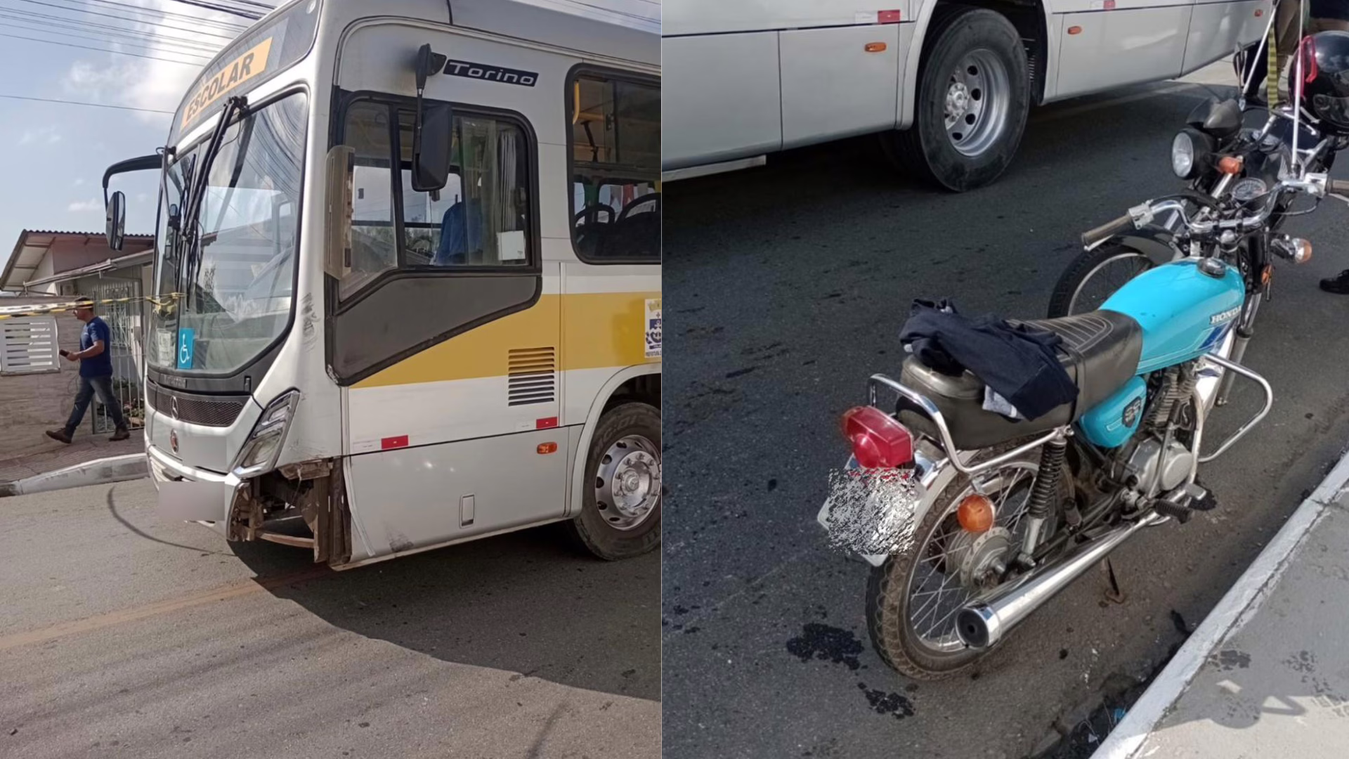 Motociclista morre em colisão frontal com ônibus escolar em SC