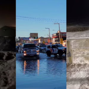 Maré alta e ressaca causadas por ciclone invadem ruas e assustam moradores em SC | Foto: Sérgio Guimarães/Redes sociais/Reprodução