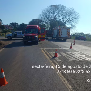 Acidente ocorreu no interior de Itapiranga | Imagem: CBMSC/Reprodução