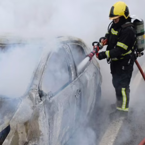 Corpo de Bombeiros atende ocorrência de incêndio em veículo na BR-282 | Foto: 5º BBM