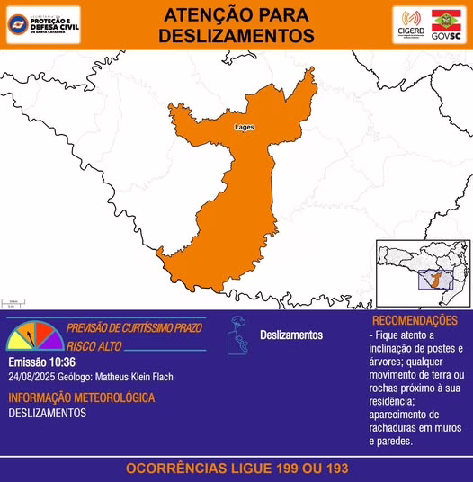 Defesa Civil emite alertas para cidades na Serra devido a chuvas intensas