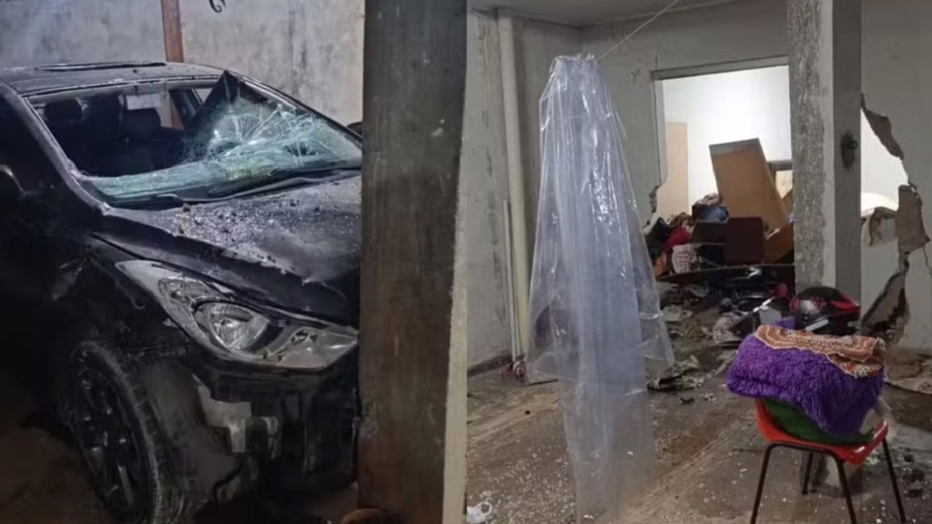 Homem invade casa com carro após esposa negar relação sexual – Imagem: reprodução/ Massa