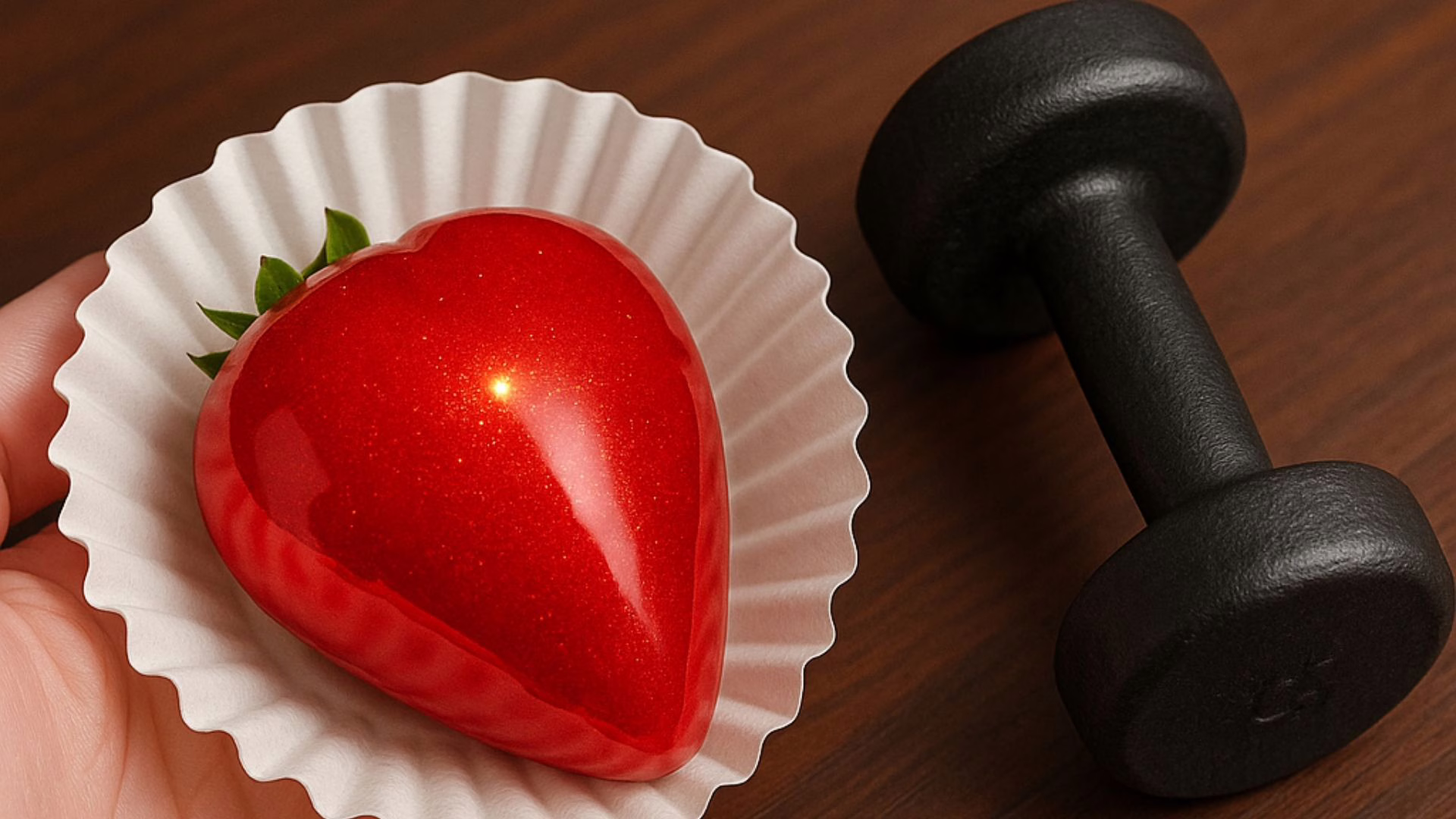 Quanto tempo é preciso treinar para queimar as calorias do ‘Morango do amor’?. – Foto: IA/Reprodução