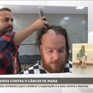 Comunicador do SCC SBT raspa o cabelo em homenagem a pessoas com câncer | Foto: reprodução SCC SBT 