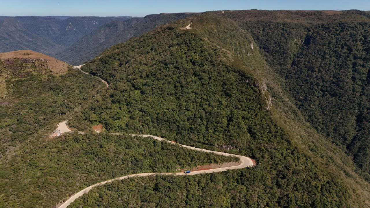 Obra da Serra do Faxinal que liga sul de SC ao RS está com 85% de conclusão | Foto: Divulgação/ Secom GOVSC