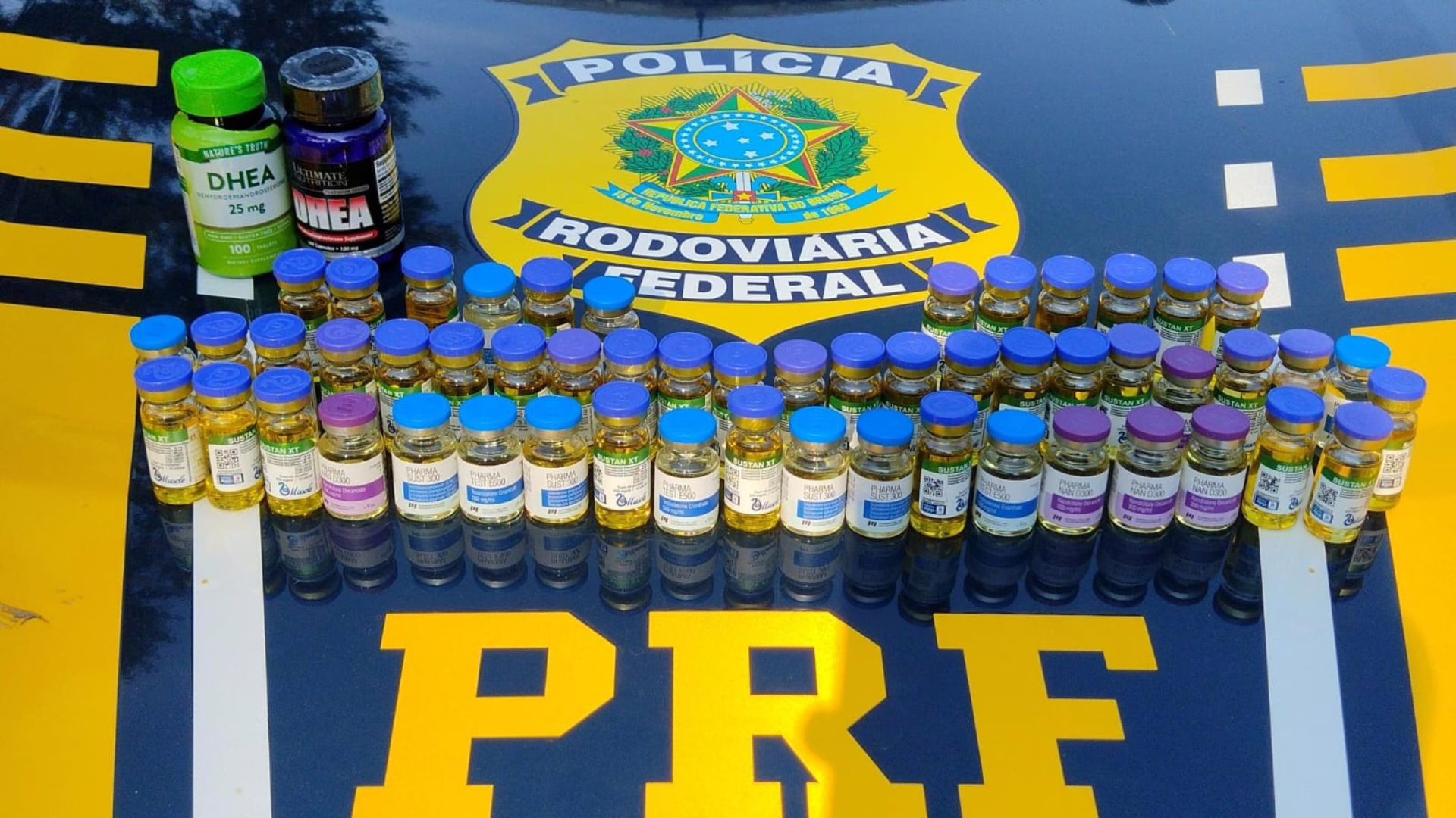 Médica e fisioterapeuta são detidos com anabolizantes e DHEA na BR-282 | Foto: divulgação / PRF 
