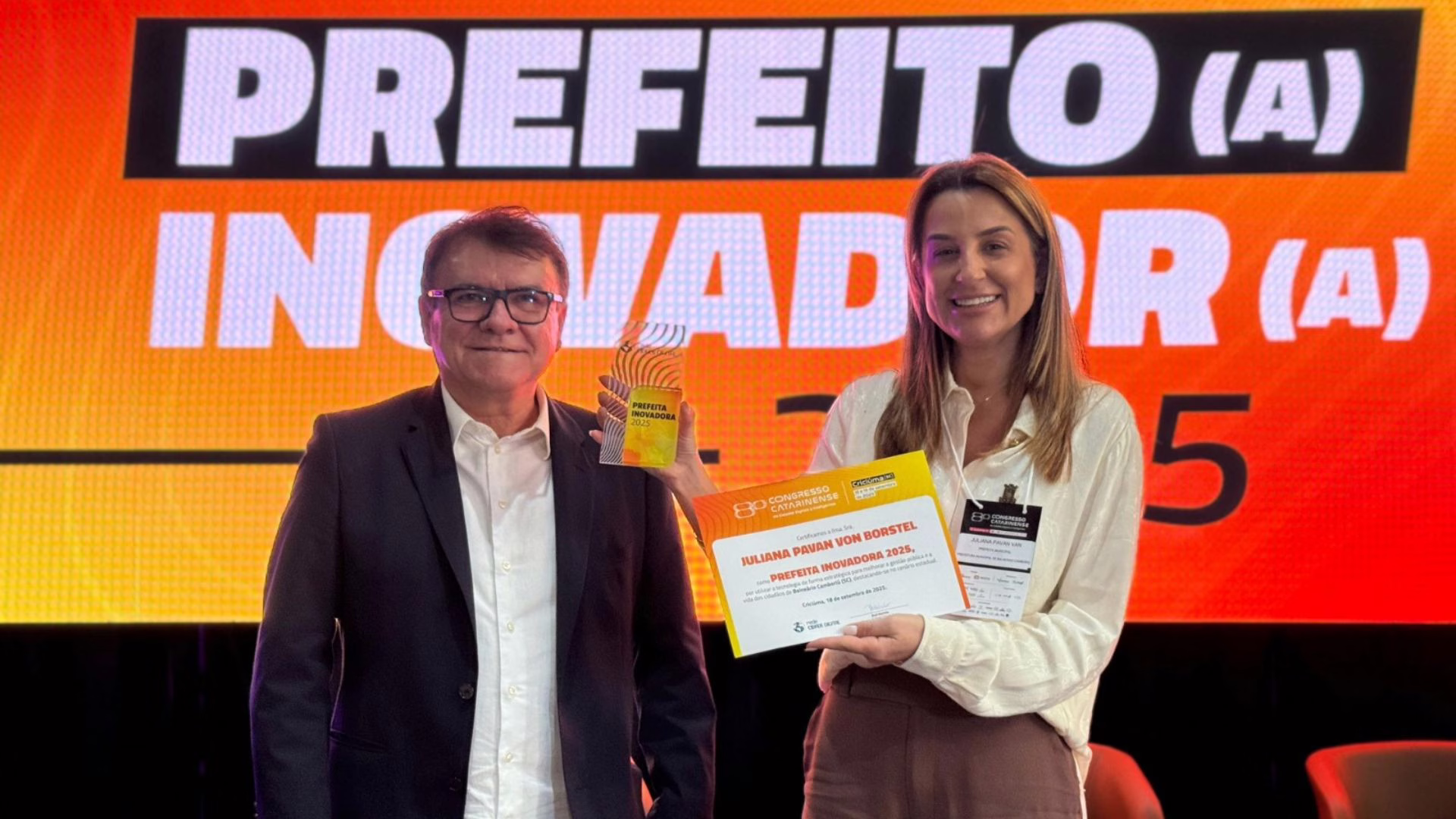 Prefeitura de Balneário Camboriú recebe prêmio de gestão inovadora 2025 | Foto: divulgação. 