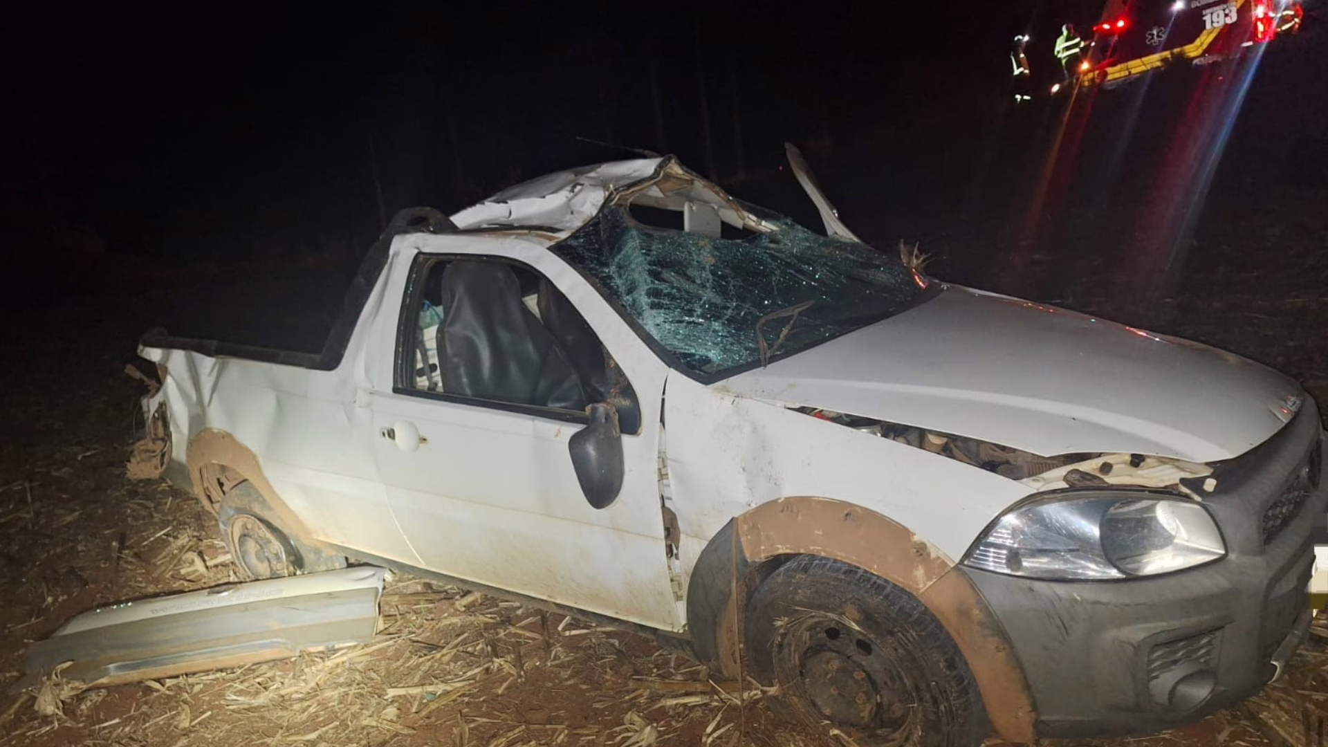 Idoso morre após capotamento em rodovia de pequena cidade de SC | Foto: PMRv/Reprodução