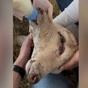 Bezerra que nasceu com dois focinhos e quatro olhos morre em SC - Imagem: redes sociais