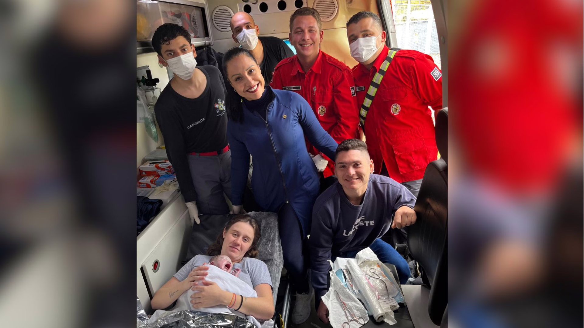 Bebê ‘apressadinho’ nasce dentro de ambulância em SC | Foto: Bombeiros Voluntários Ilhota