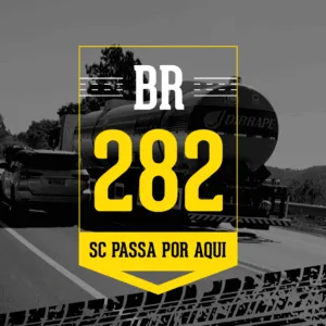 'É horrível de andar': caminhoneiro relata dificuldades e perigos na BR-282 em SC | Arte Cadu Torres/  SCC SBT