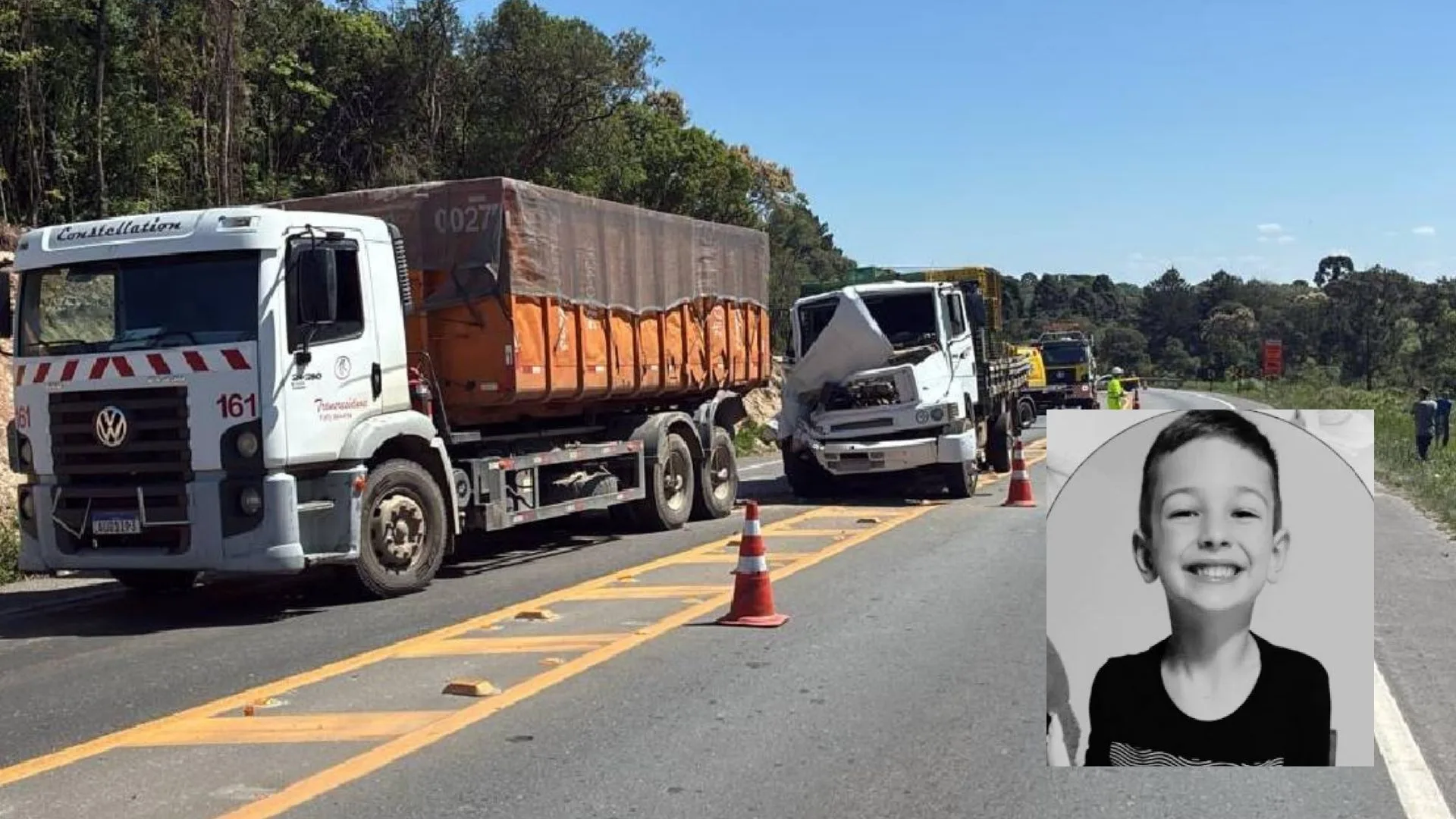 Menino de seis anos que morreu preso em ferragens de caminhão é identificado – Imagem: reprodução / Massa