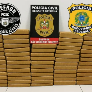 Dupla é presa com mais de 35 kgs de maconha na fronteira entre SC e PR | Imagem: PCSC/Reprodução