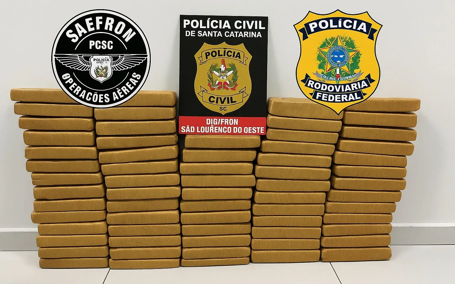 Dupla é presa com mais de 35 kgs de maconha na fronteira entre SC e PR | Imagem: PCSC/Reprodução