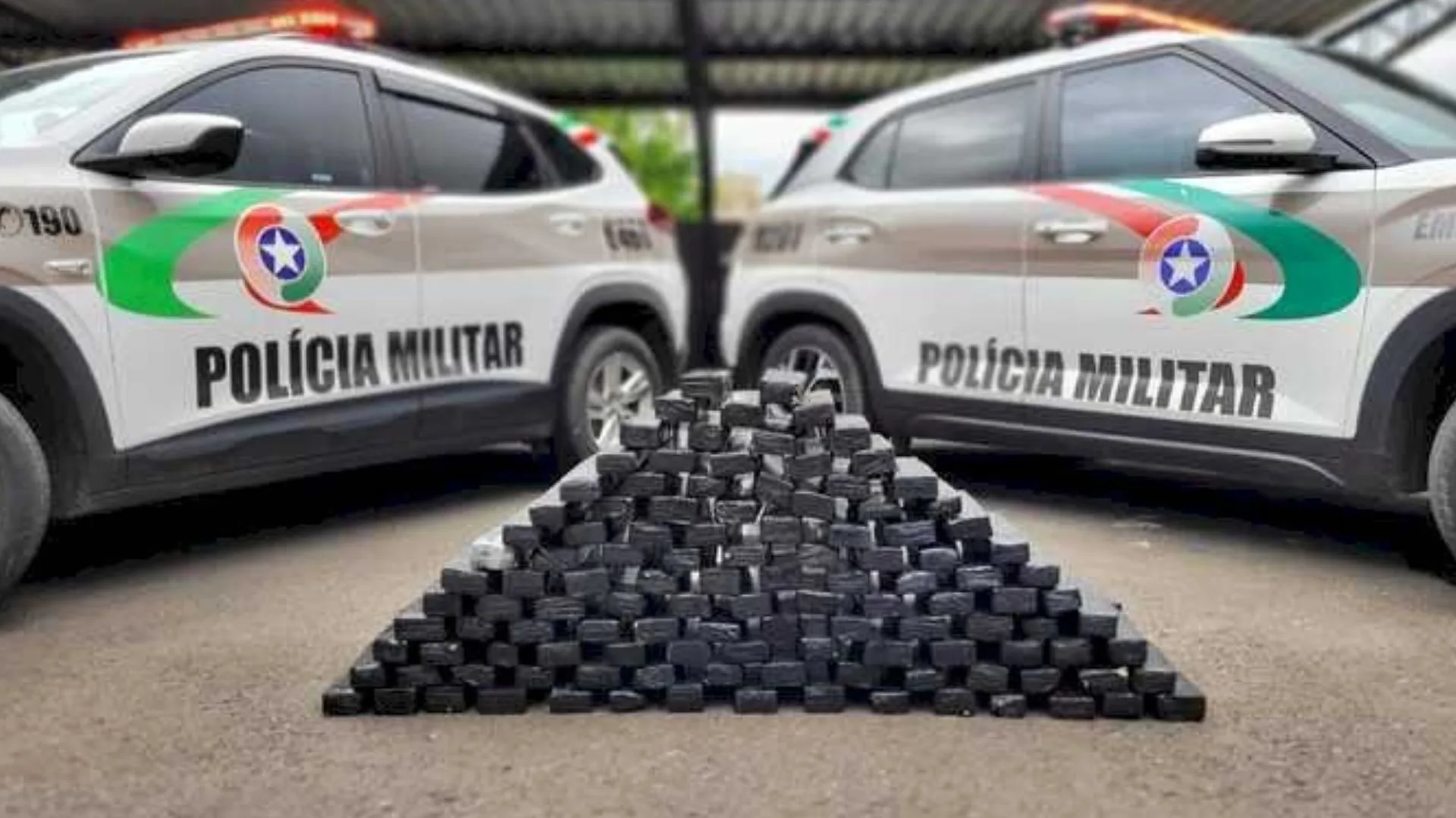 Motorista argentino é preso com quase 90 kg de maconha após perseguição em SC – Imagem: PMSC