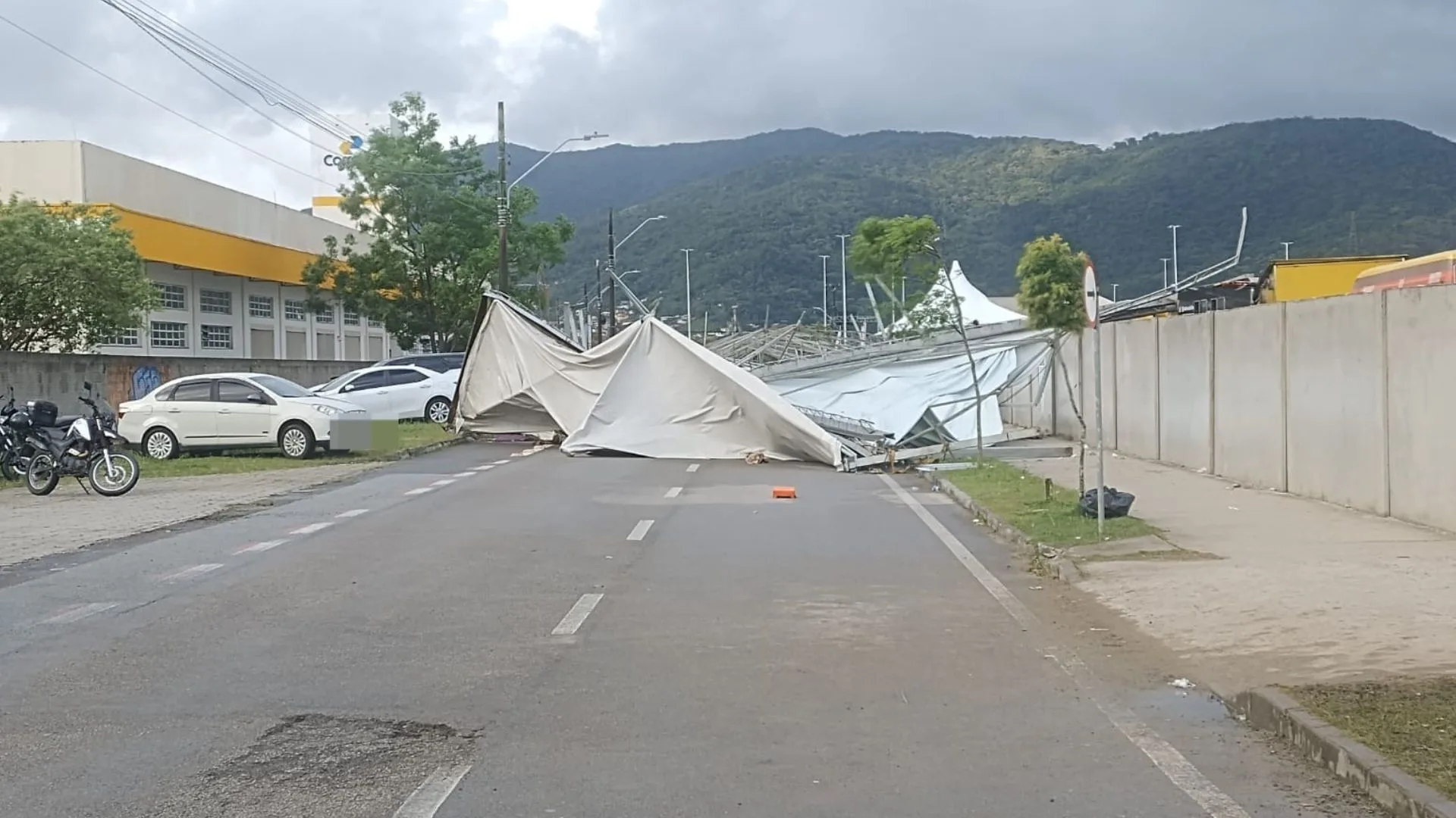 Ventos fortes causam quedas de árvores e destelhamentos em Florianópolis – Imagem: cbmsc