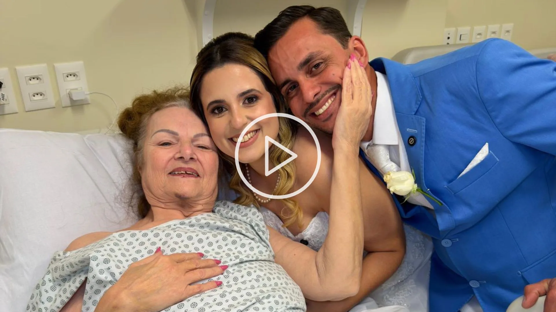Noiva leva casamento até hospital para realizar o sonho da mãe internada em SC | Foto: reprodução / Hospital Santa Isabel. 