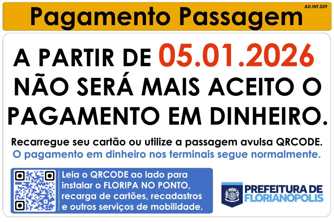 Florianópolis anuncia fim do pagamento em dinheiro no transporte público
