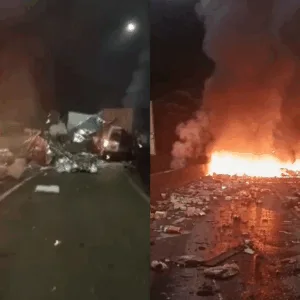 URGENTE: Um morto e 12 feridos em grave acidente que interdita BR-376 no sentido SC | Imagem: Arteris Sul/ Cedido