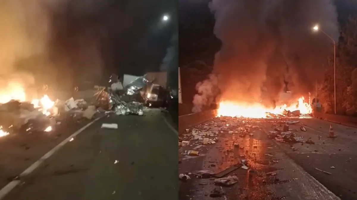 URGENTE: Um morto e 12 feridos em grave acidente que interdita BR-376 no sentido SC | Imagem: Arteris Sul/ Cedido