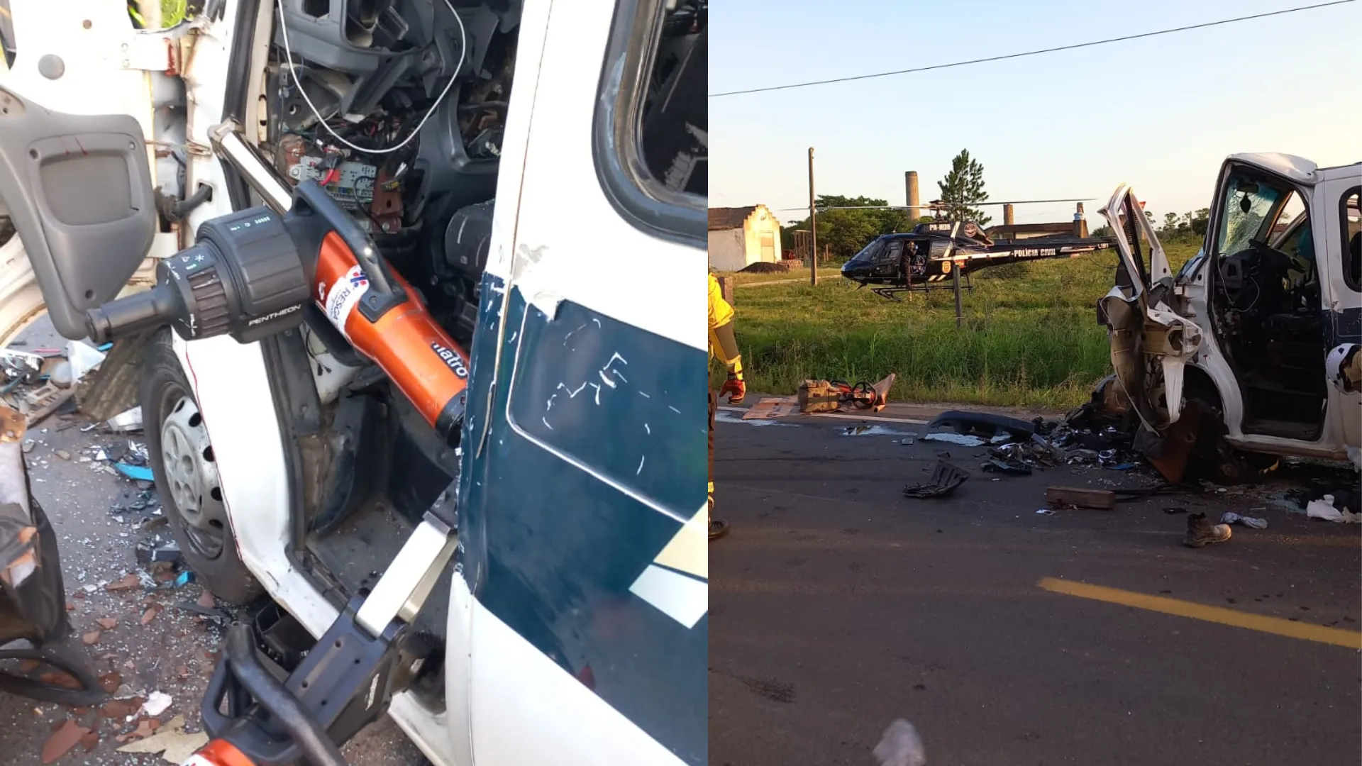 Colisão fontal entre caminhão e van deixa seis feridos em SC | Imagem: CBMSC